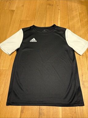 adidas Black Shirt with White Sleeves Kids Athletic Tee